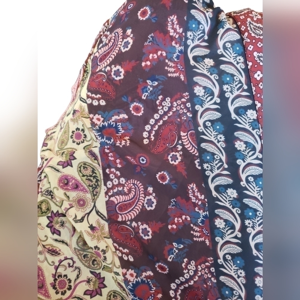 Soft Surroundings Multi print color Paisley Neck Tie Blouse Semi-sheer size smal - Picture 10 of 11